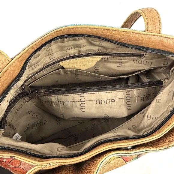 Anna By Anuschka Handbag Hand Painted Toucan Bird Floral Berries Boho - Picture 12 of 16